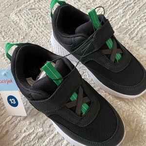 NIB Cat & Jack Kids Black and Green Sneakers Size 13